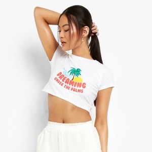 boohoo dreaming under the palms white crop top SZ 8 NWT!